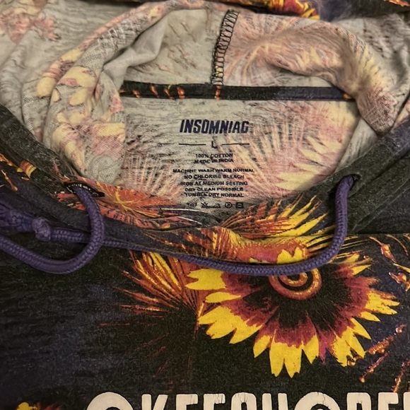 Insomniac Unisex Hooded Long Sleeve Shirt Size‎ LARGE - Picture 3 of 4